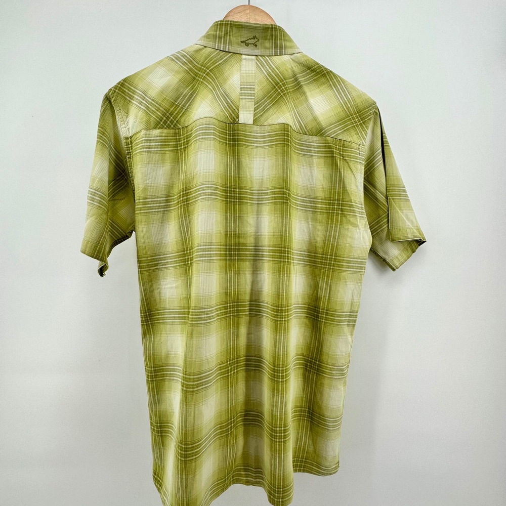 Horny Toad Mens Medium Organic Cotton Short Sleeve Plaid Button Up Shirt Green - Picture 10 of 10